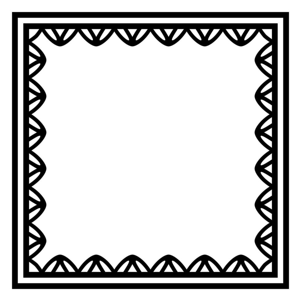 Border frame square pattern. Islamic, indian, greek motifs. Geometric frames in black color isolated on white background vector