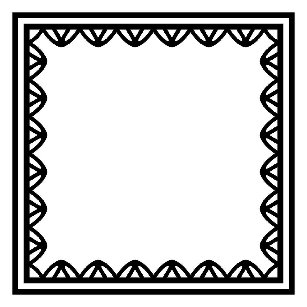 Border frame square pattern. Islamic, indian, greek motifs. Geometric frames in black color isolated on white background vector