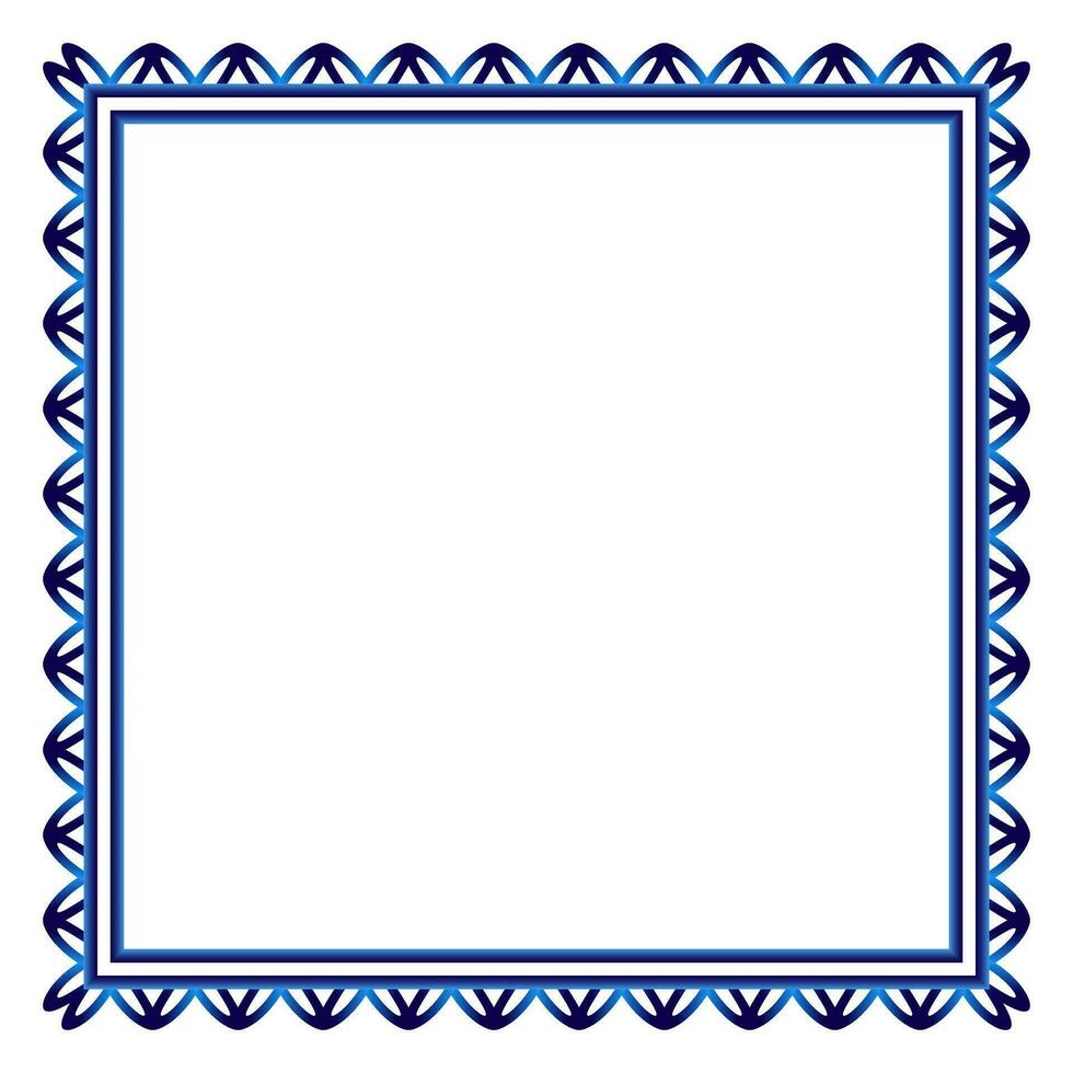 Border frame ceramic tile pattern. Islamic, indian, arabic motifs. Damask border square pattern. Porcelain ethnic bohemian background vector