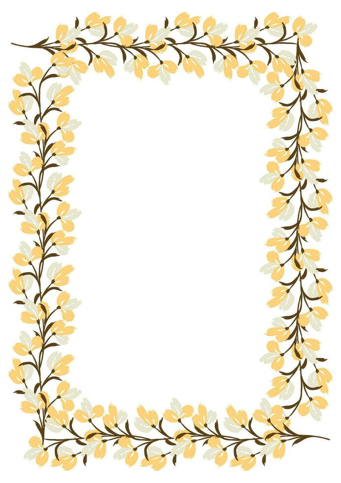 Flower frame border size a4, format a4. Floral pattern. Cute floral background. Background with flower brush strokes vector