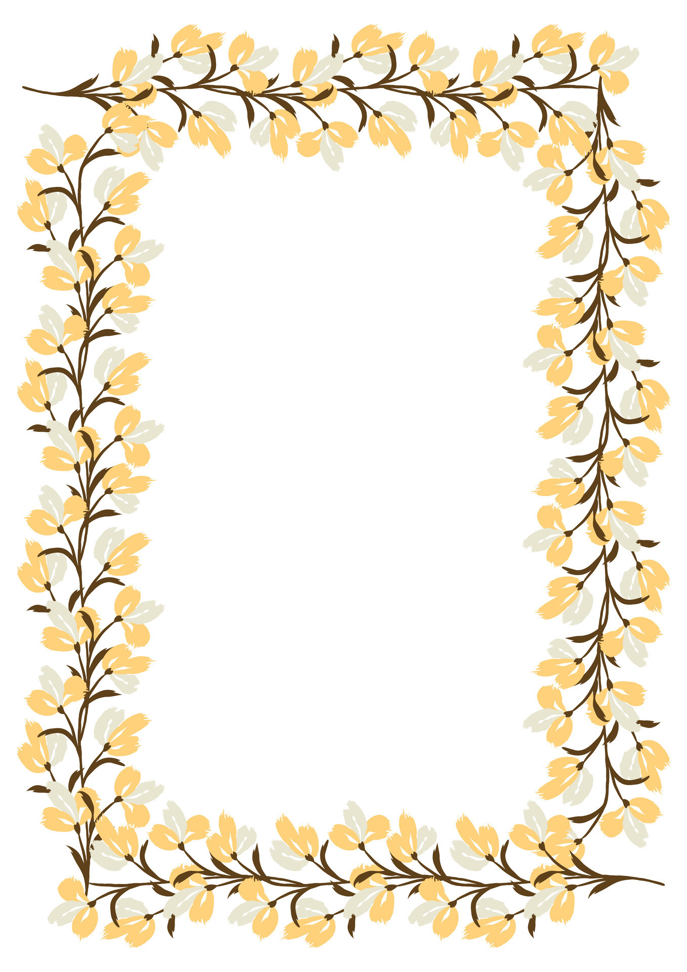 Flower frame border size a4, format a4. Floral pattern. Cute floral