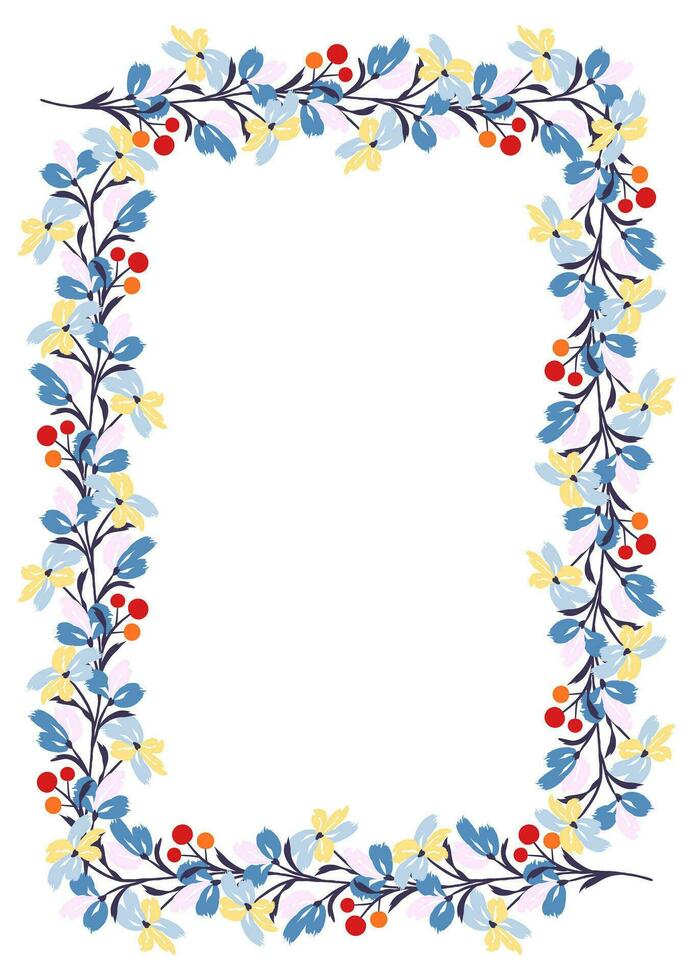 Flower frame border size a4, format a4. Floral pattern. Cute floral background. Background with flower brush strokes vector