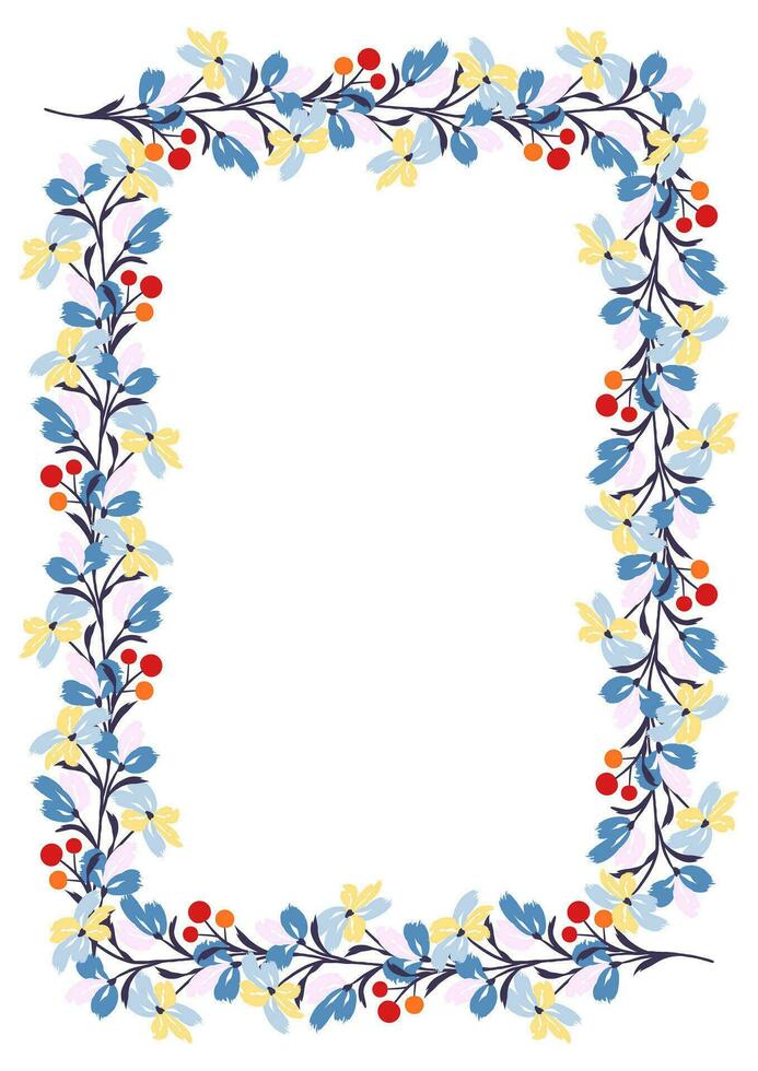 Flower frame border size a4, format a4. Floral pattern. Cute floral background. Background with flower brush strokes vector