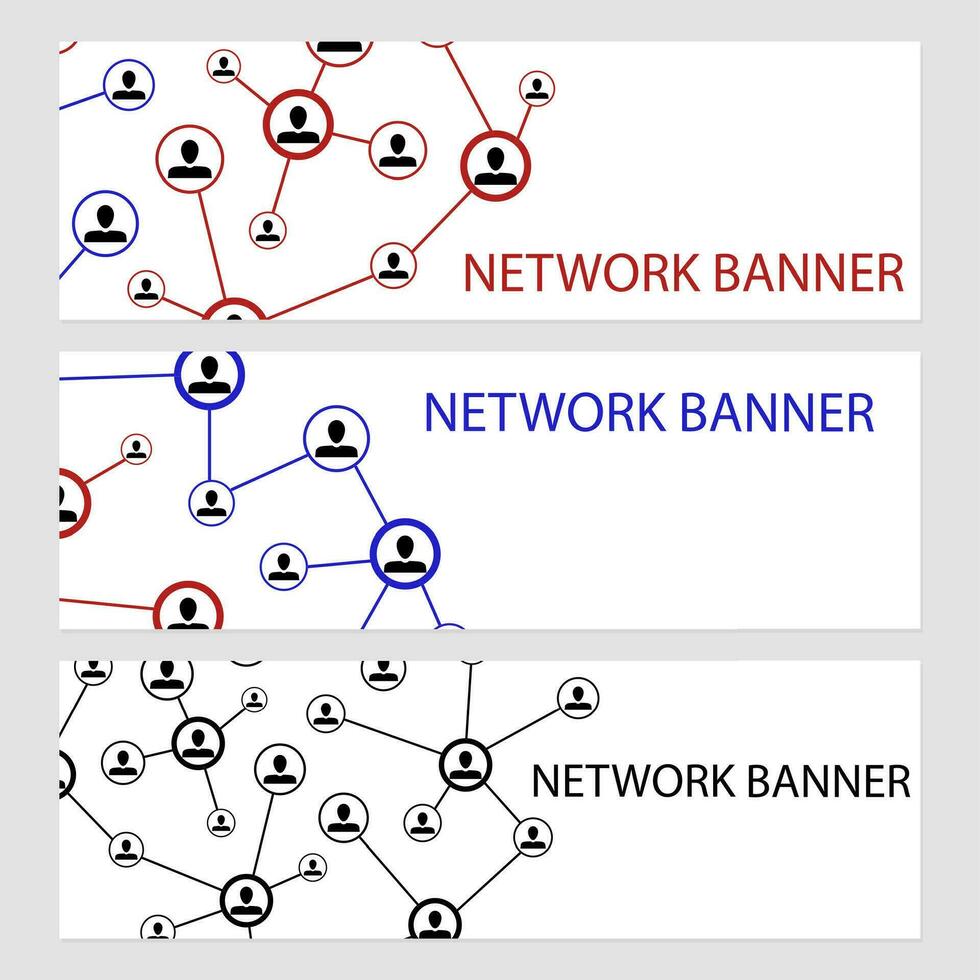 Network cards with place for text. Business information networking, network point wireframe banner. Vector illustration