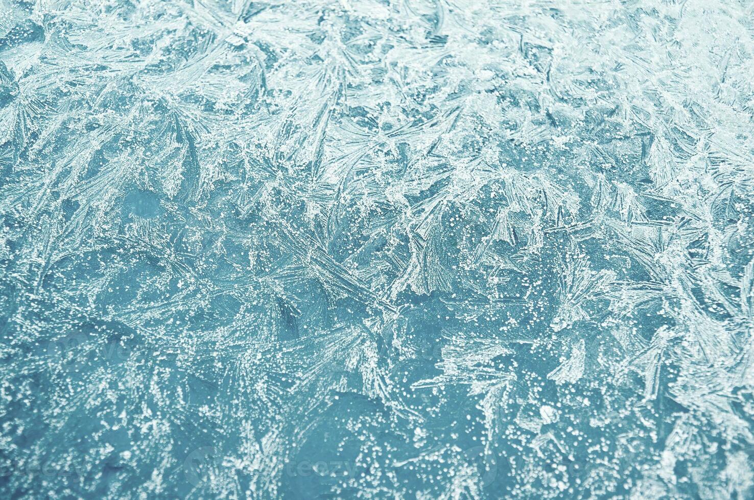 Winter frost patterns on the glass photo