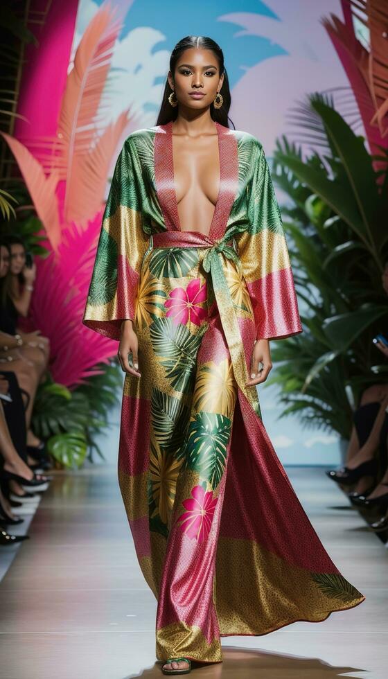 AI generated A model walks the runway. ai generative photo