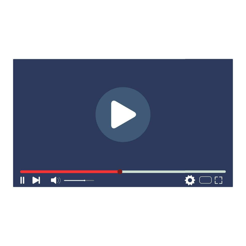 Play video user interface, web player for watch clip movie. Play media in video player, watch online, vector illustration