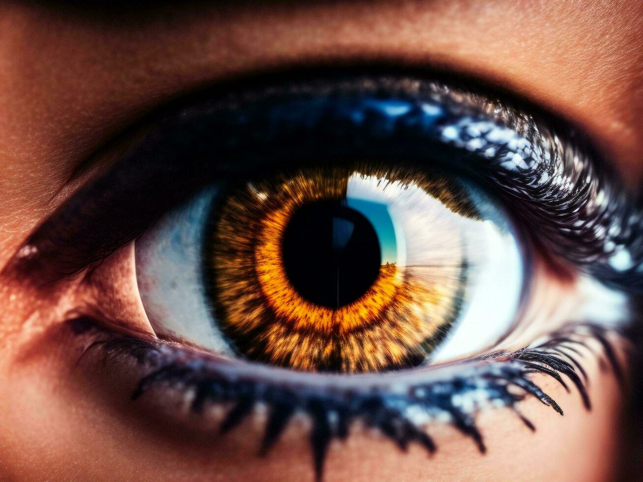 AI generated Close up of a beautiful woman's eye. Selective focus. generative ai photo