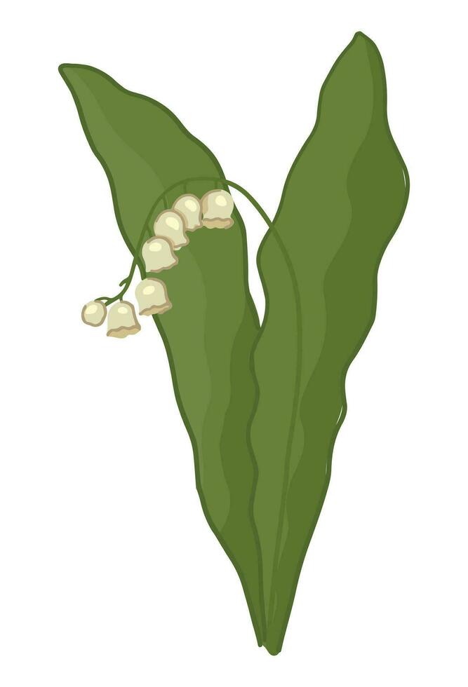 Lilies of the valley doodle. Spring time flower clipart. Cartoon vector illustration isolated on white background.