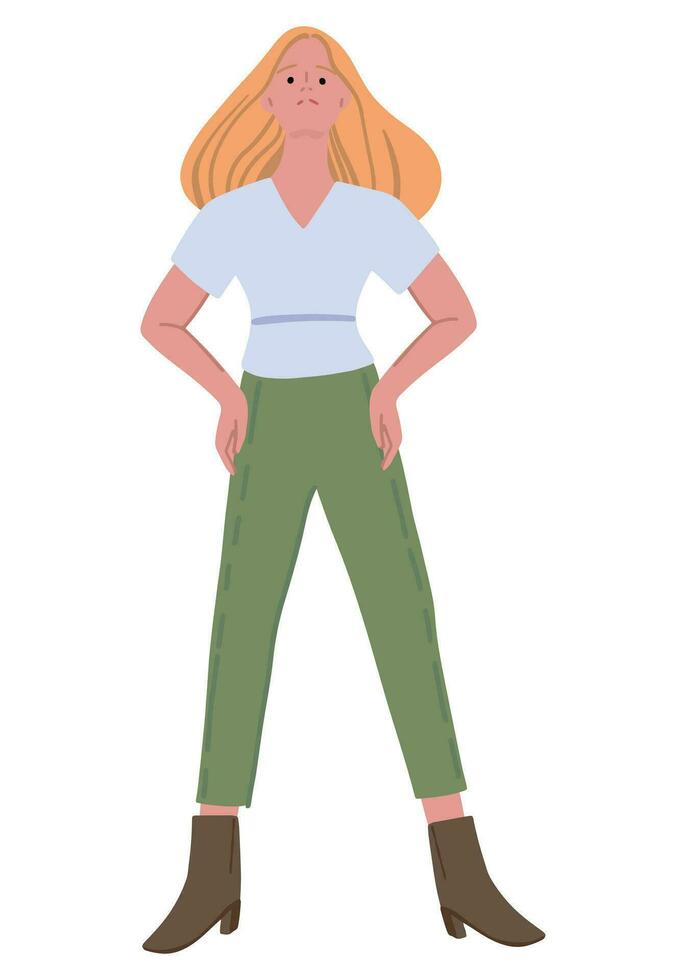 Strong woman cartoon vector illustration. Feminism concept. Flat simple clipart isolated on white.