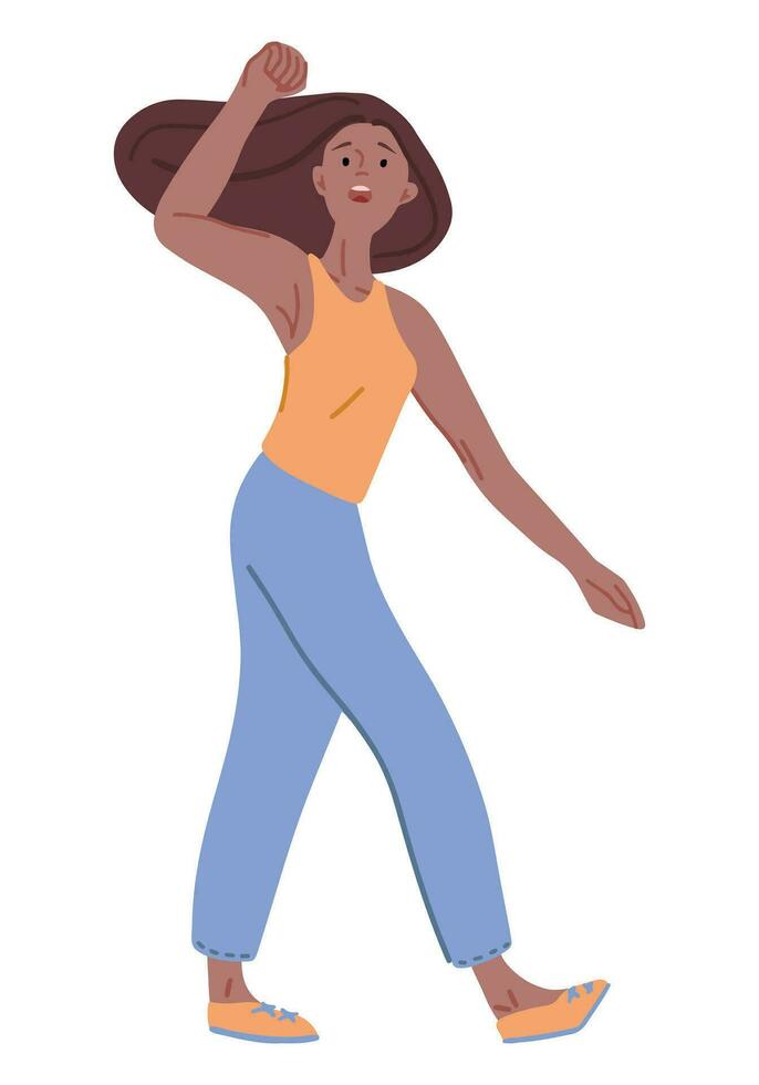 fuerte mujer dibujos animados vector ilustración. feminismo concepto. plano sencillo clipart aislado en blanco.