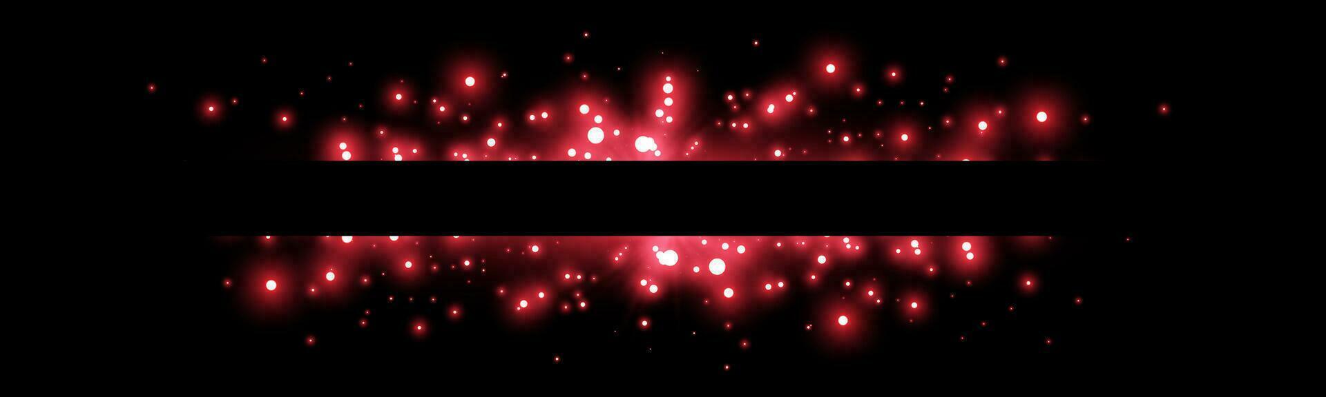 Red horizontal laser beam. Light lensflare. Red glow flare light effect. Vector illustration. Isolated on dark background.