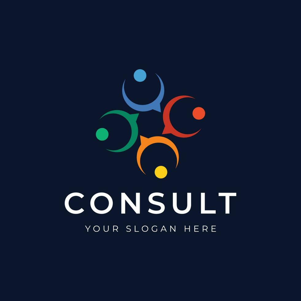 Consultation Logo design with bubble chat sign, unlimited consultation, consultation with people. vector