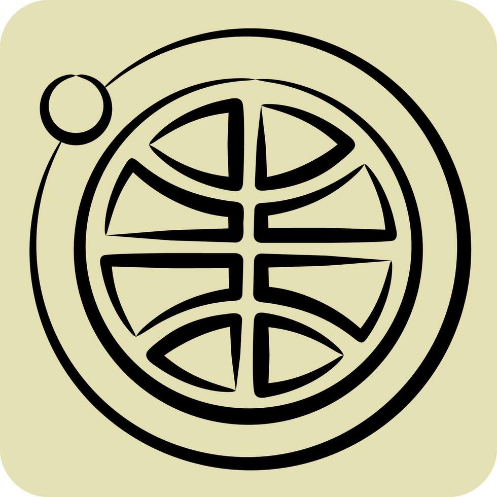 Icon Earth Orbit. related to Satellite symbol. hand drawn style. simple design editable. simple illustration vector