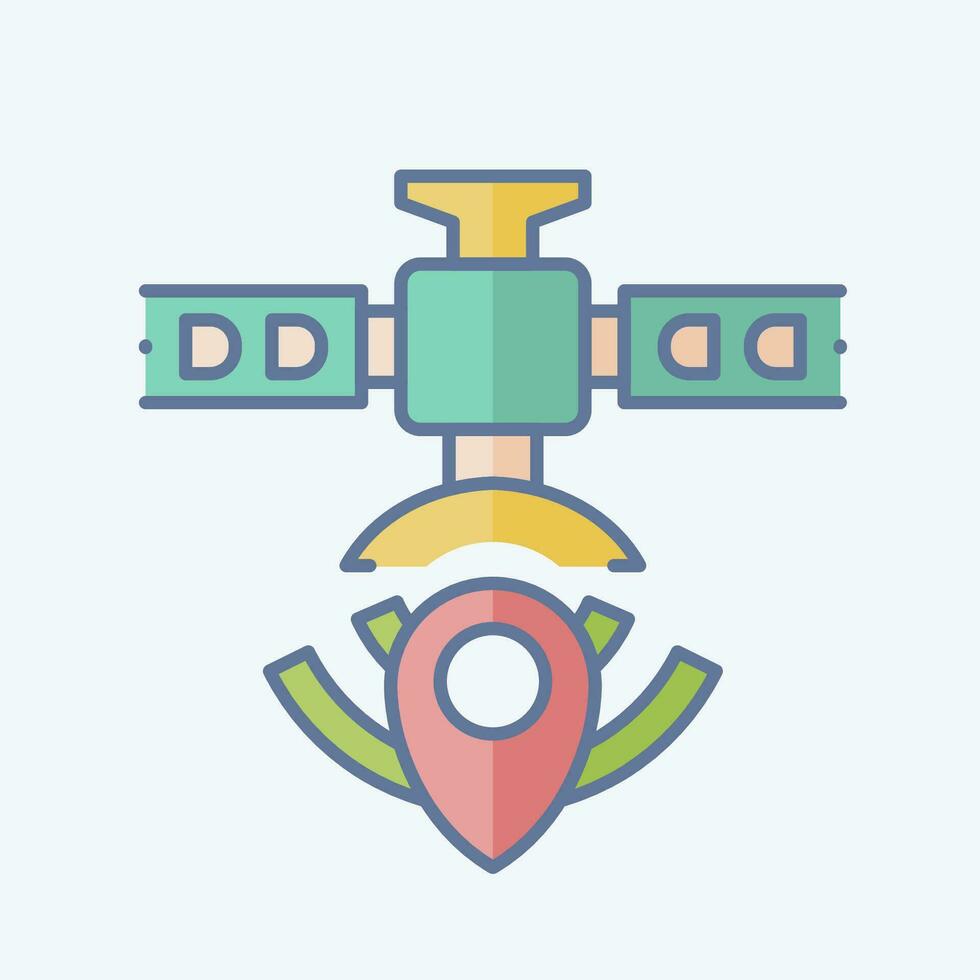 Icon Satellite Navigation. related to Satellite symbol. doodle style. simple design editable. simple illustration vector