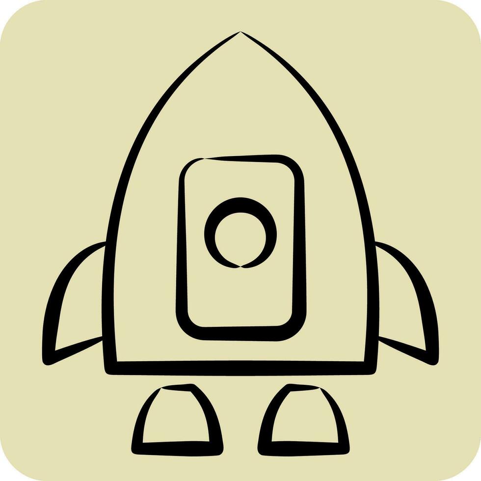 Icon Human Spacecraft. related to Satellite symbol. hand drawn style. simple design editable. simple illustration vector