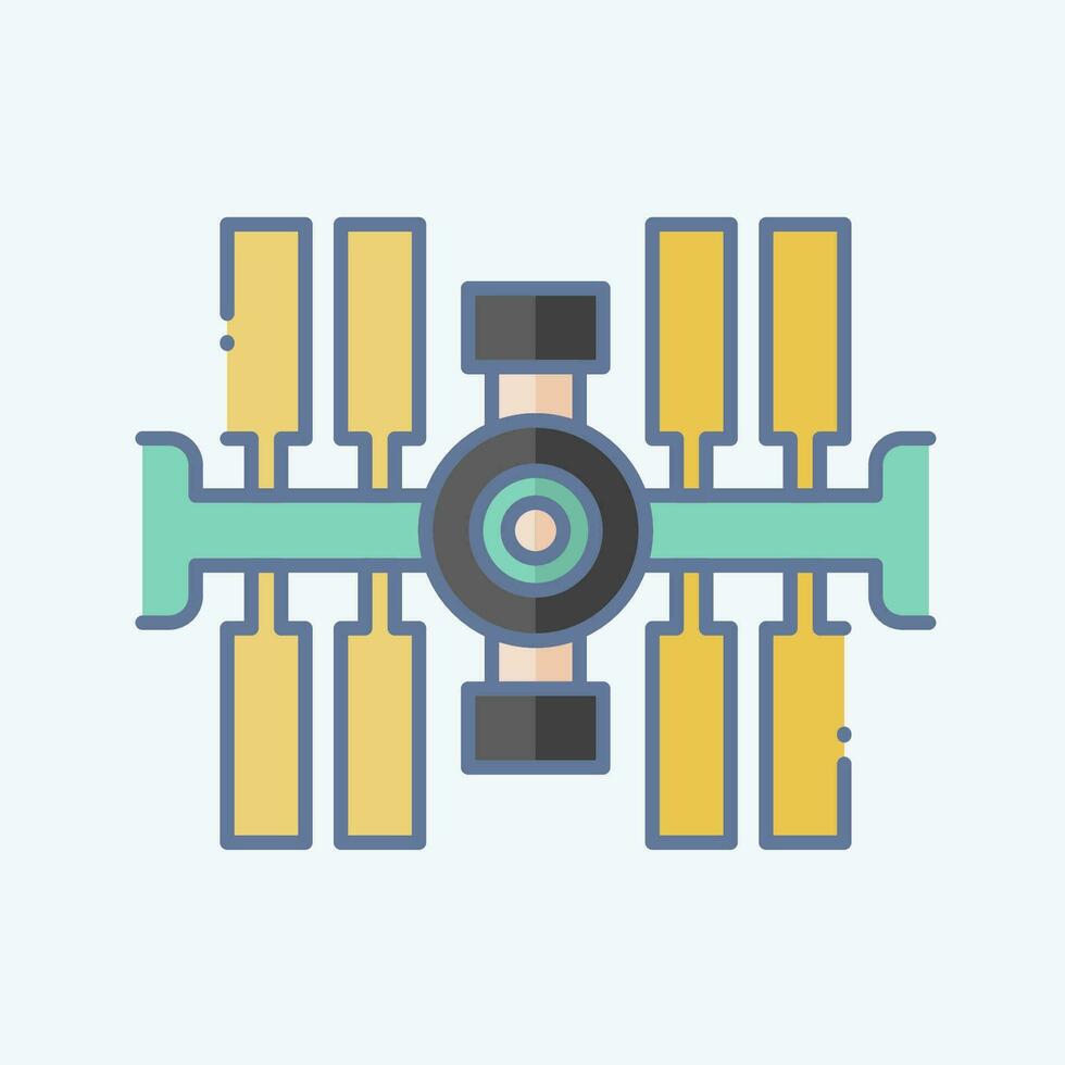 Icon Space Station. related to Satellite symbol. doodle style. simple design editable. simple illustration vector