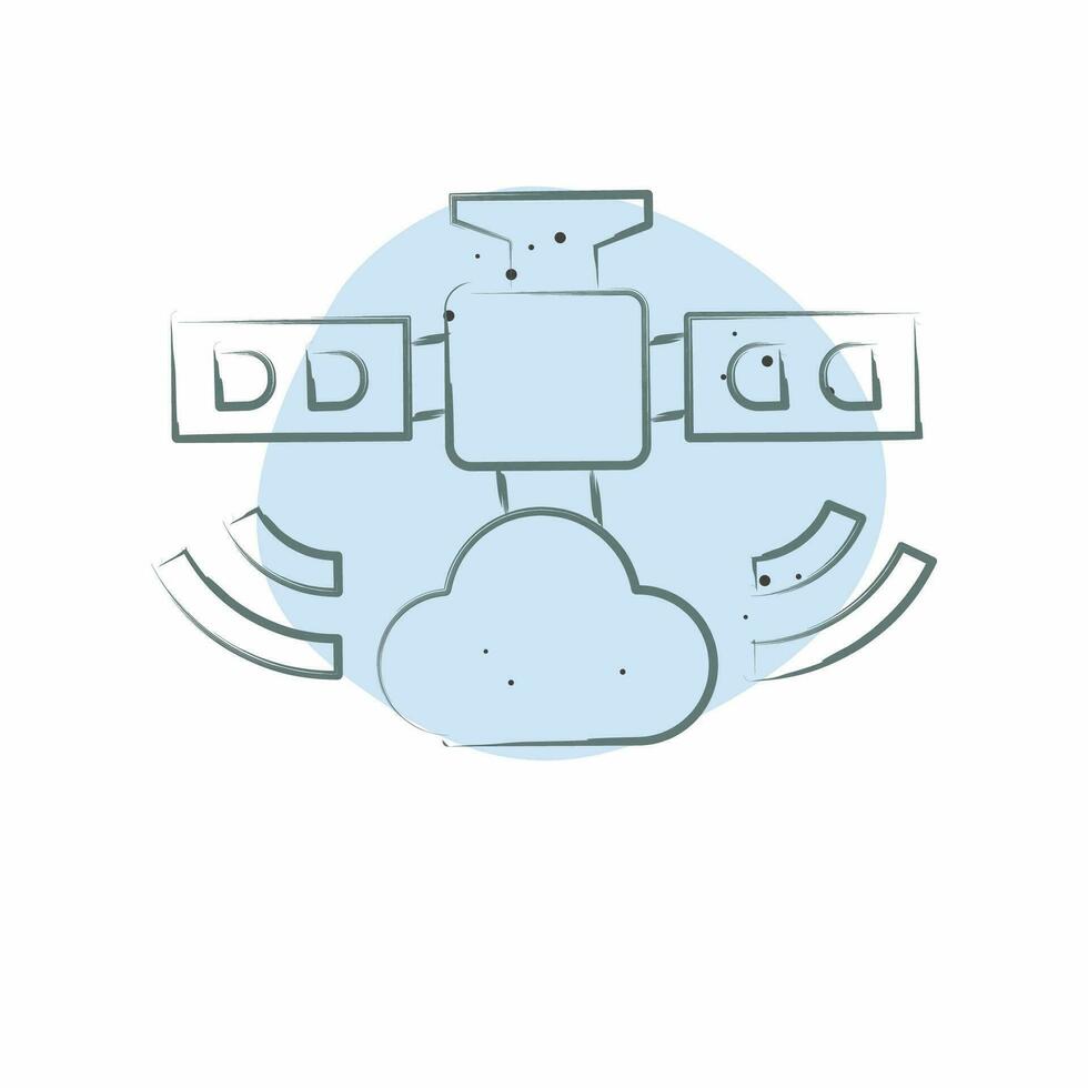 Icon Weather Satellite. related to Satellite symbol. Color Spot Style. simple design editable. simple illustration vector