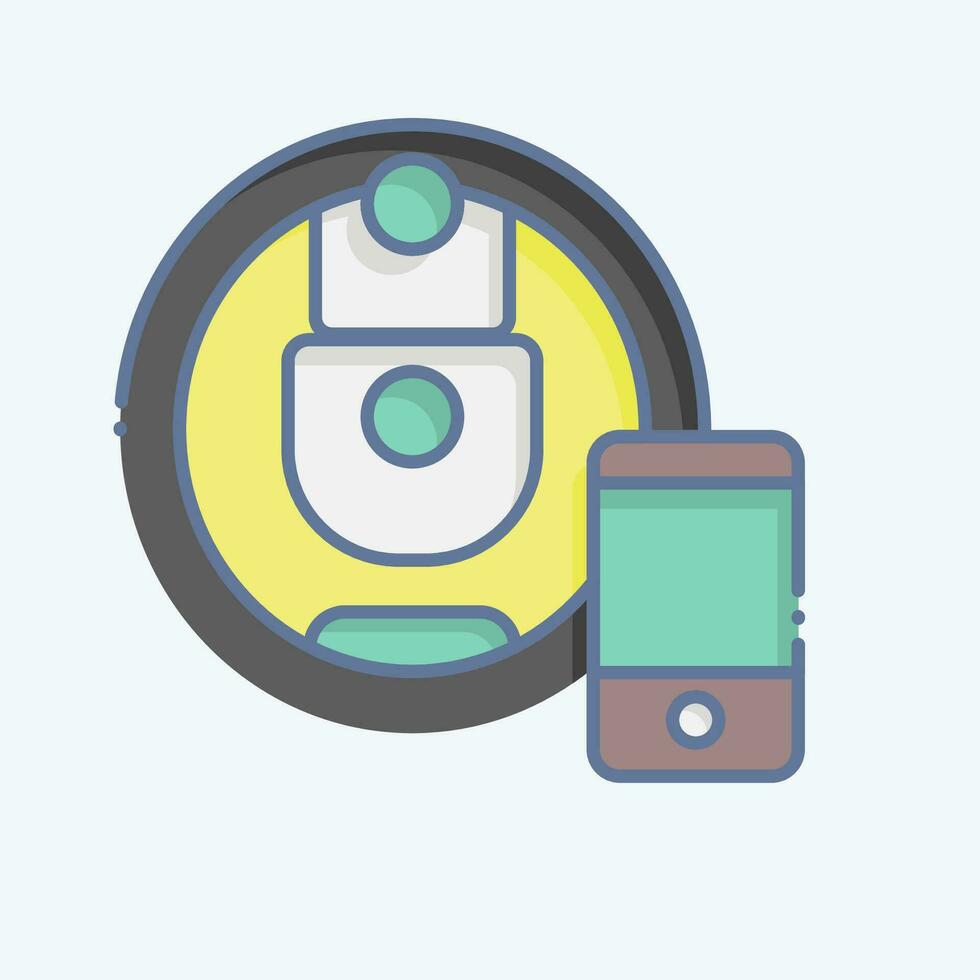 Icon Robotic Vacuum Cleaner. related to Smart Home symbol. doodle style. simple design editable. simple illustration vector