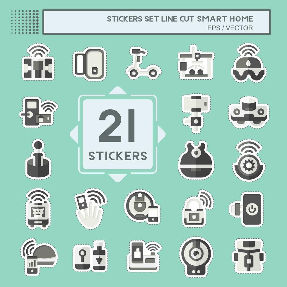 Sticker line cut Set Smart Home. related to Technology symbol. simple design editable. simple illustration vector