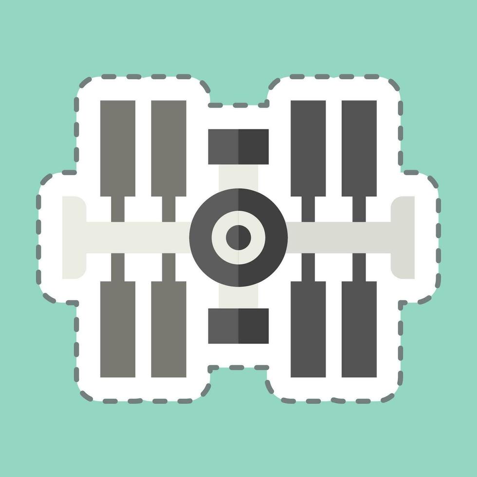 Sticker line cut Space Station. related to Satellite symbol. simple design editable. simple illustration vector