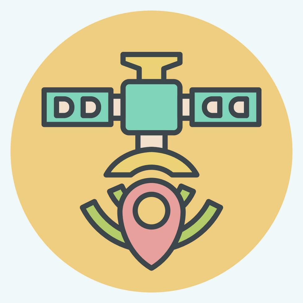 Icon Satellite Navigation. related to Satellite symbol. color mate style. simple design editable. simple illustration vector