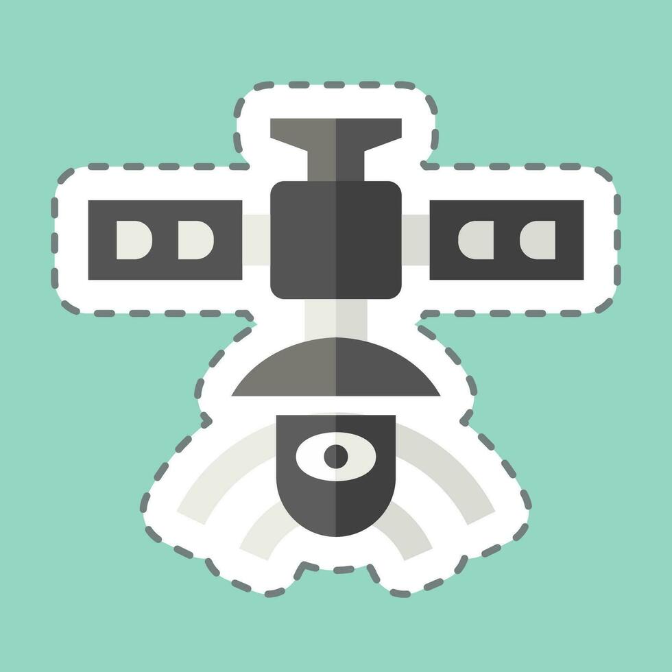 Sticker line cut Observation Satellite. related to Satellite symbol. simple design editable. simple illustration vector