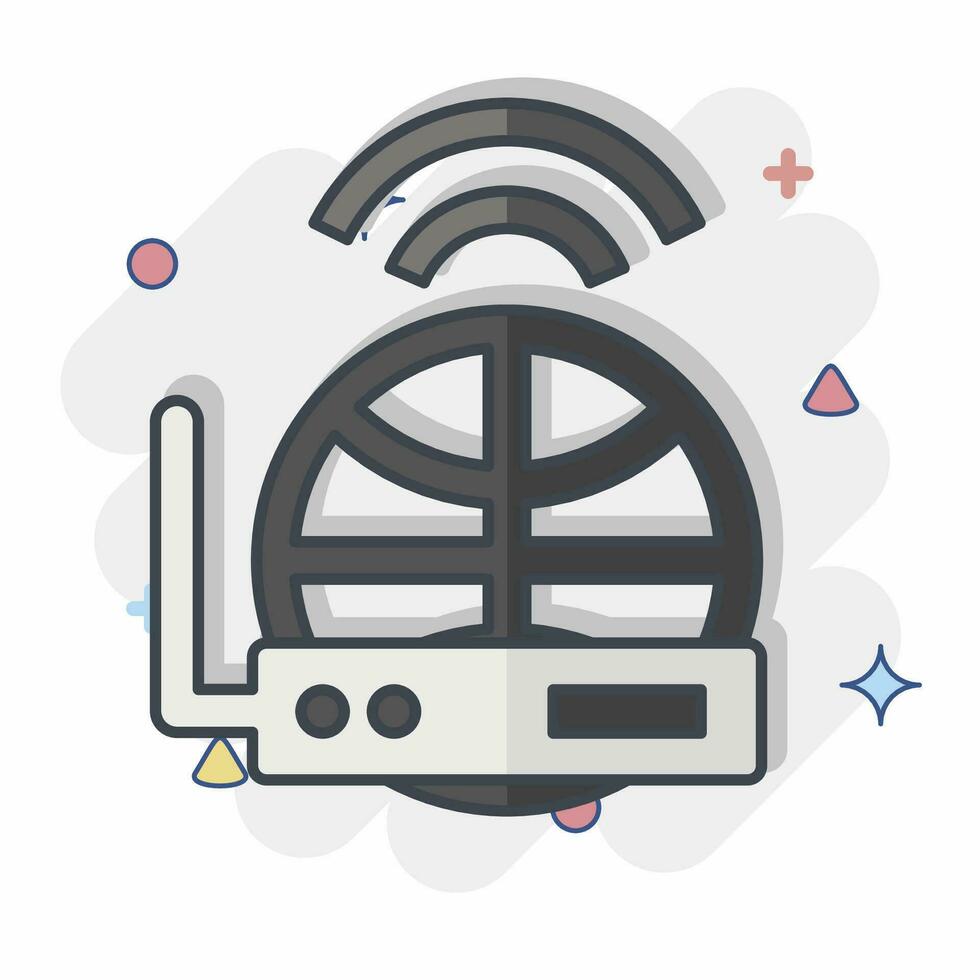 Icon Internet Receiver. related to Satellite symbol. comic style. simple design editable. simple illustration vector