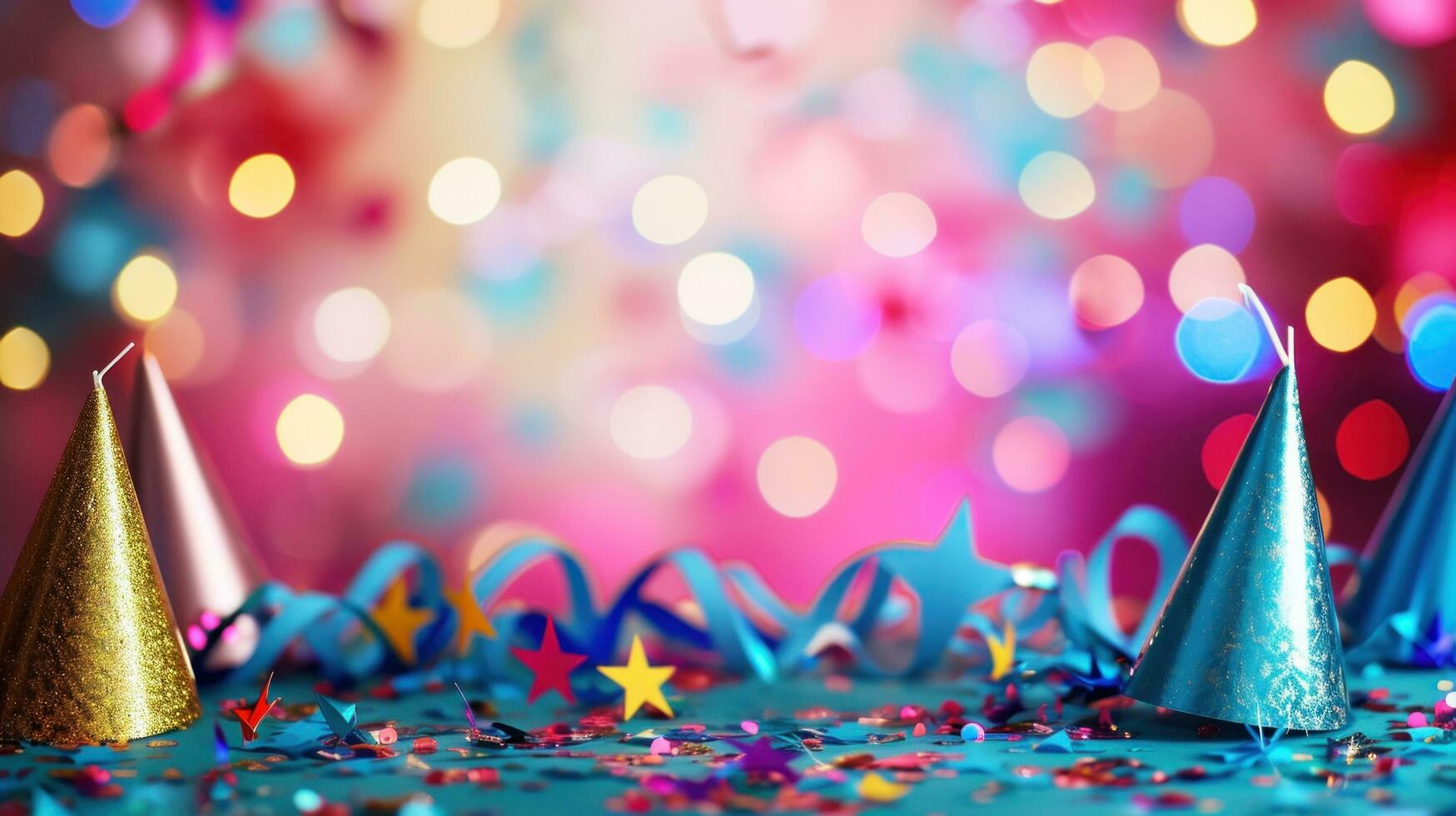 AI generated magic birthday background with copy space photo