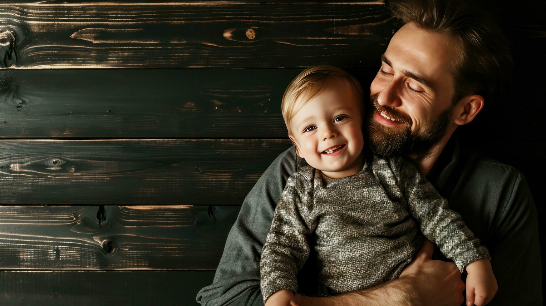 AI generated fathers day advertisment background with copy space photo