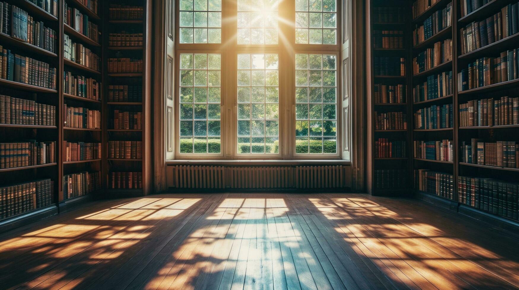AI generated library advertisment background with copy space photo