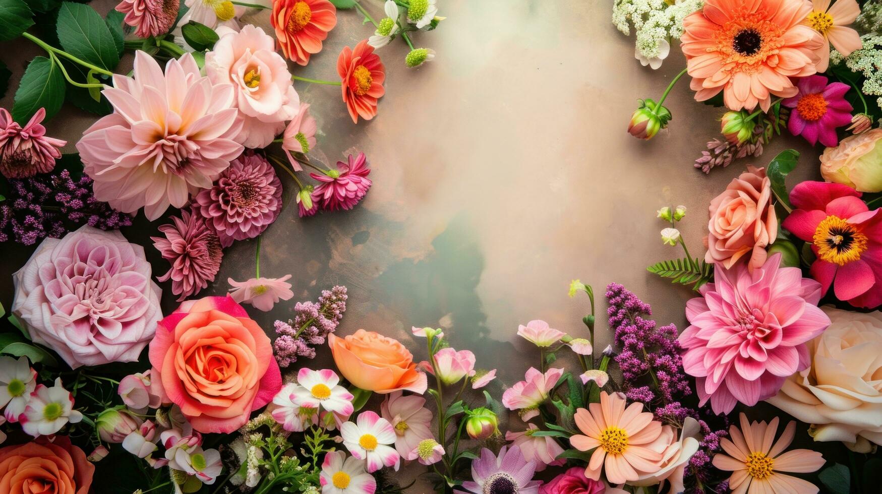 AI generated Florist advertisment background with copy space photo