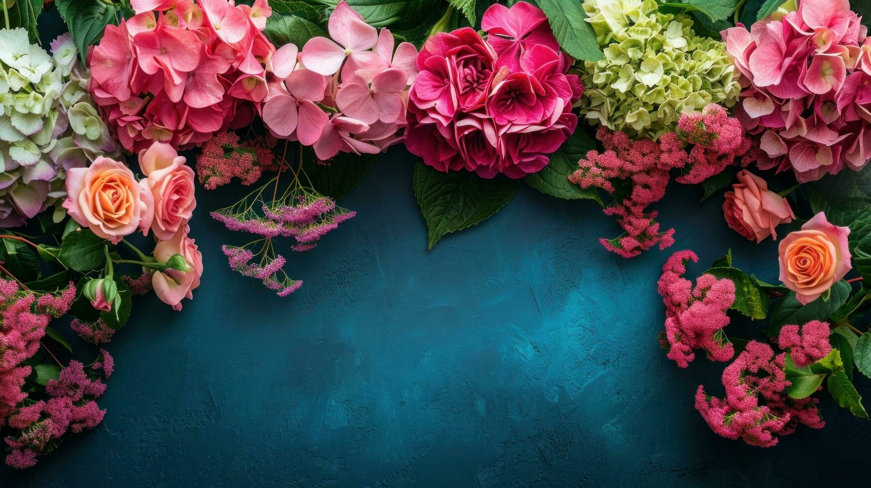 AI generated Florist advertisment background with copy space photo