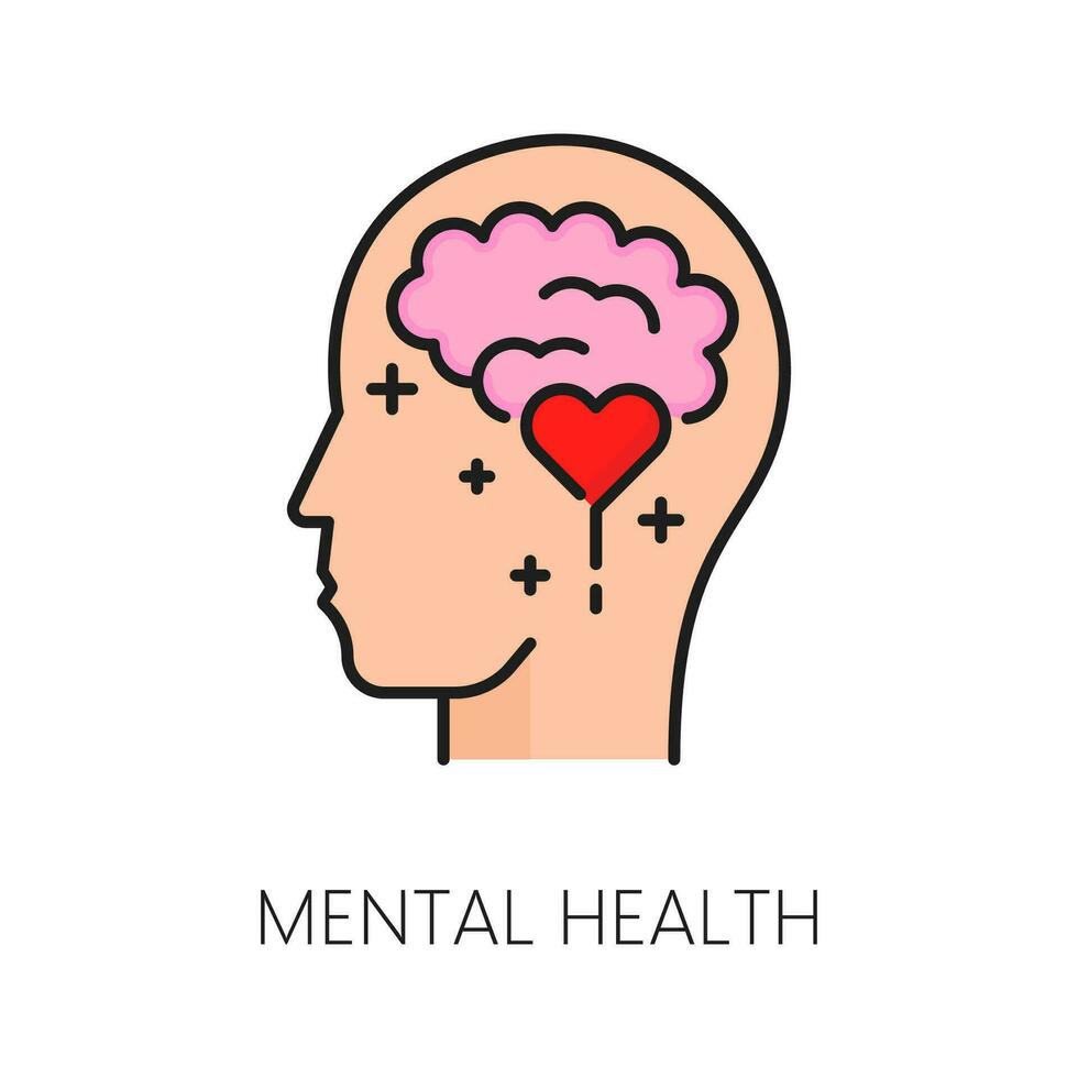 Mental health icon, isolated vector human head