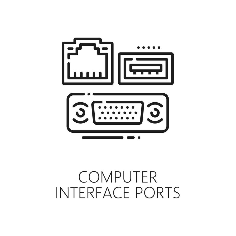 Computer, electronics hardware industry line icon vector