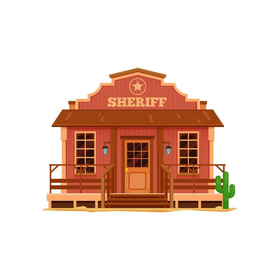 Western Wild West town sheriff office building vector