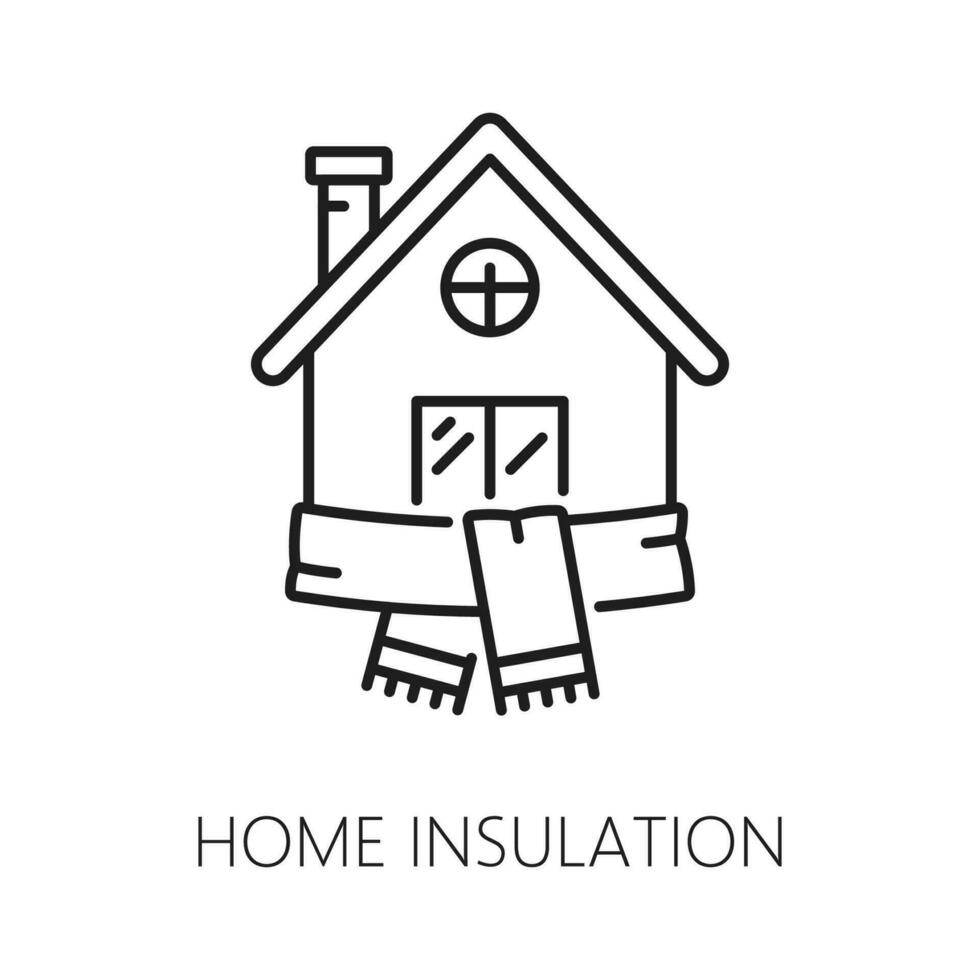 Home wall thermal insulation thin line icon vector