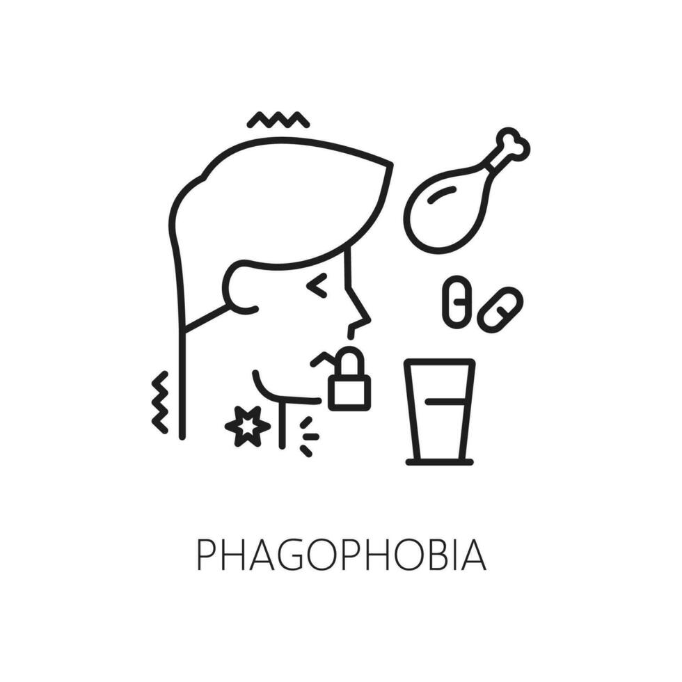 Human phagophobia phobia, mental health icon vector