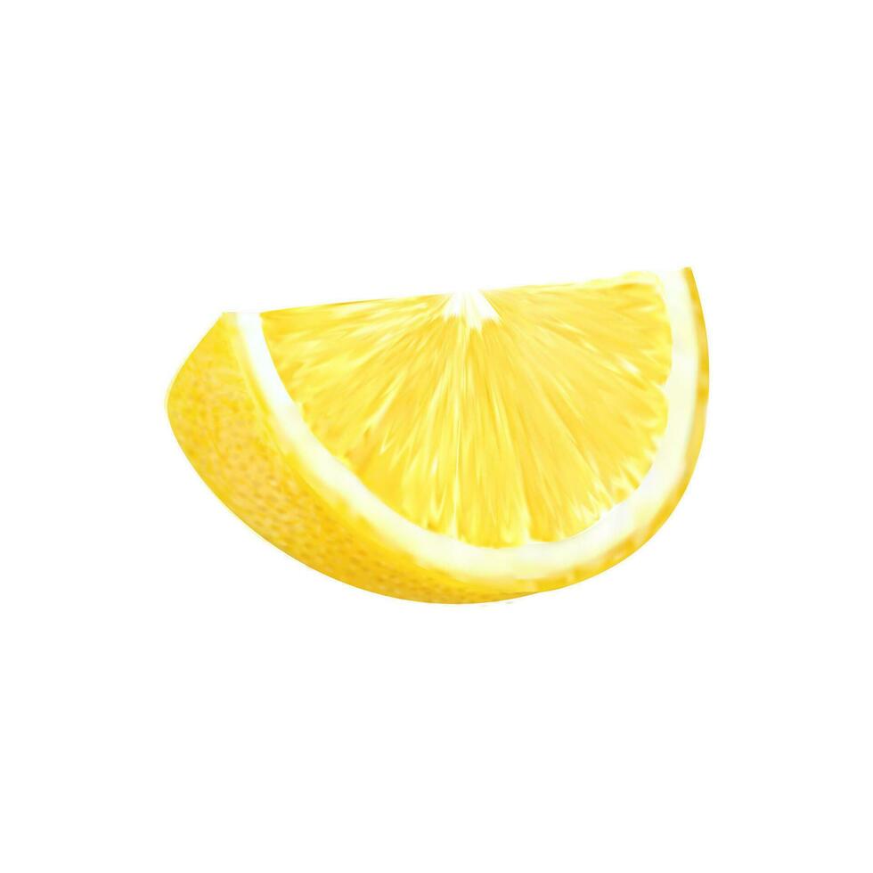 Realistic ripe yellow lemon citrus fruit slice vector