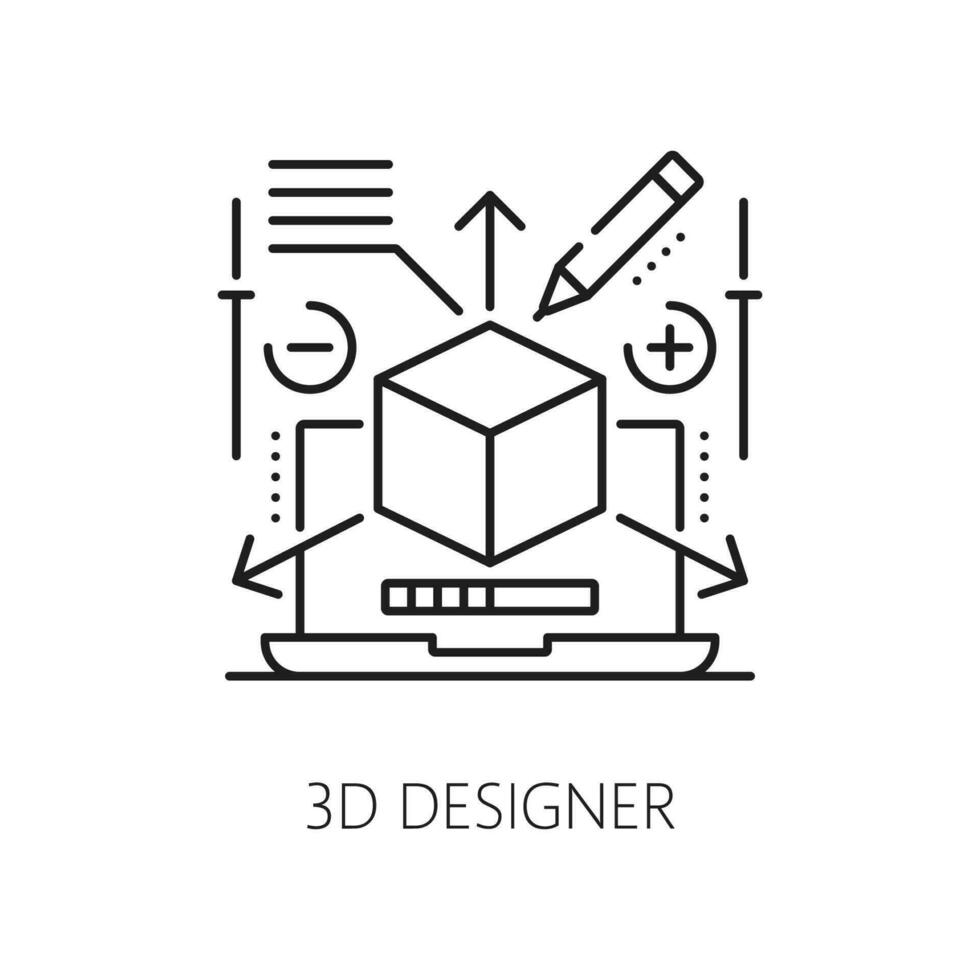 3d diseñador o eso especialista icono, diseñador estudio vector