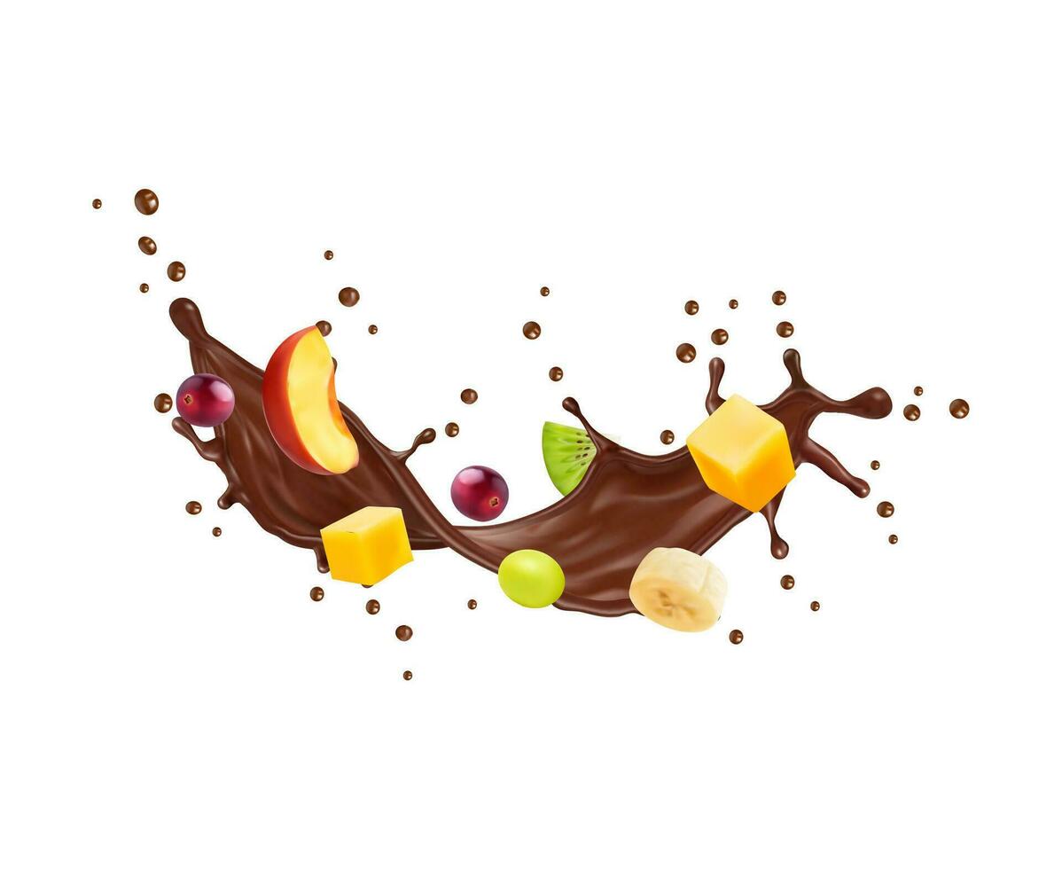 realista chocolate yogur, crema o choco Leche vector