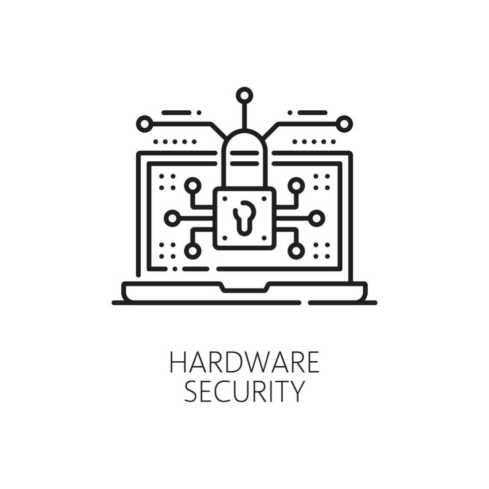 Computer software, hardware security line icon vector