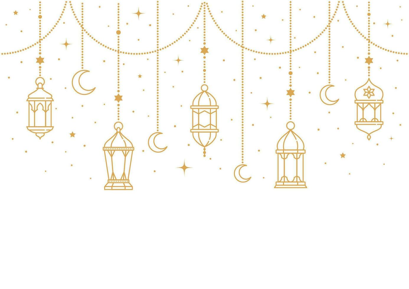 Ramadan Kareem and Eid Mubarak Arabian lanterns vector