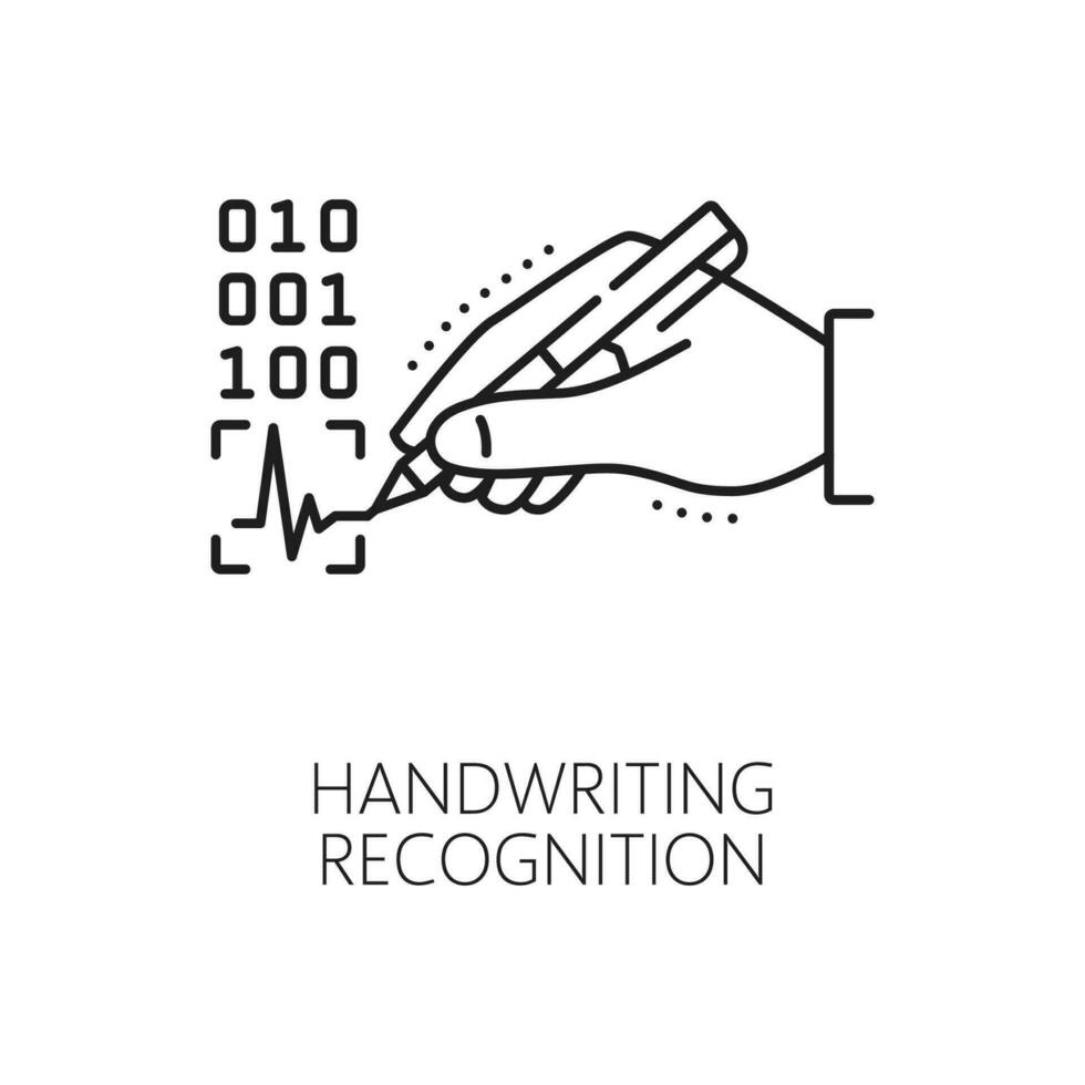 Handwriting biometric identification line icon vector