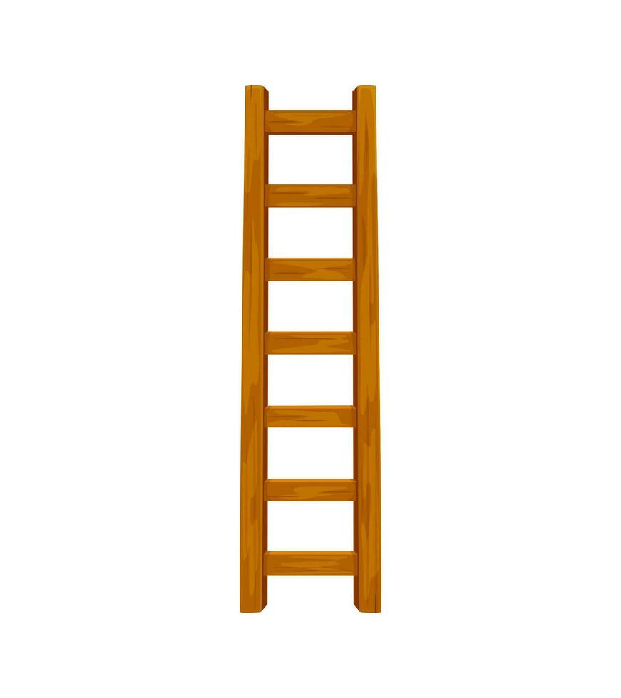 Rustic wooden ladder. Isolated cartoon vector tool