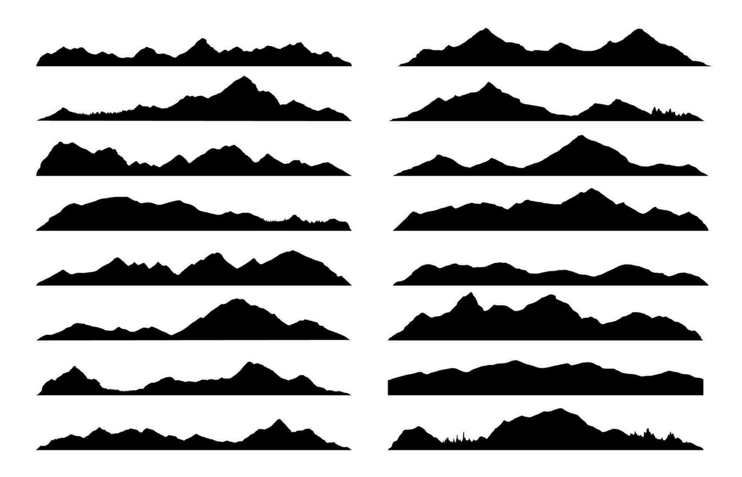 montaña, colina y rock negro rock siluetas vector