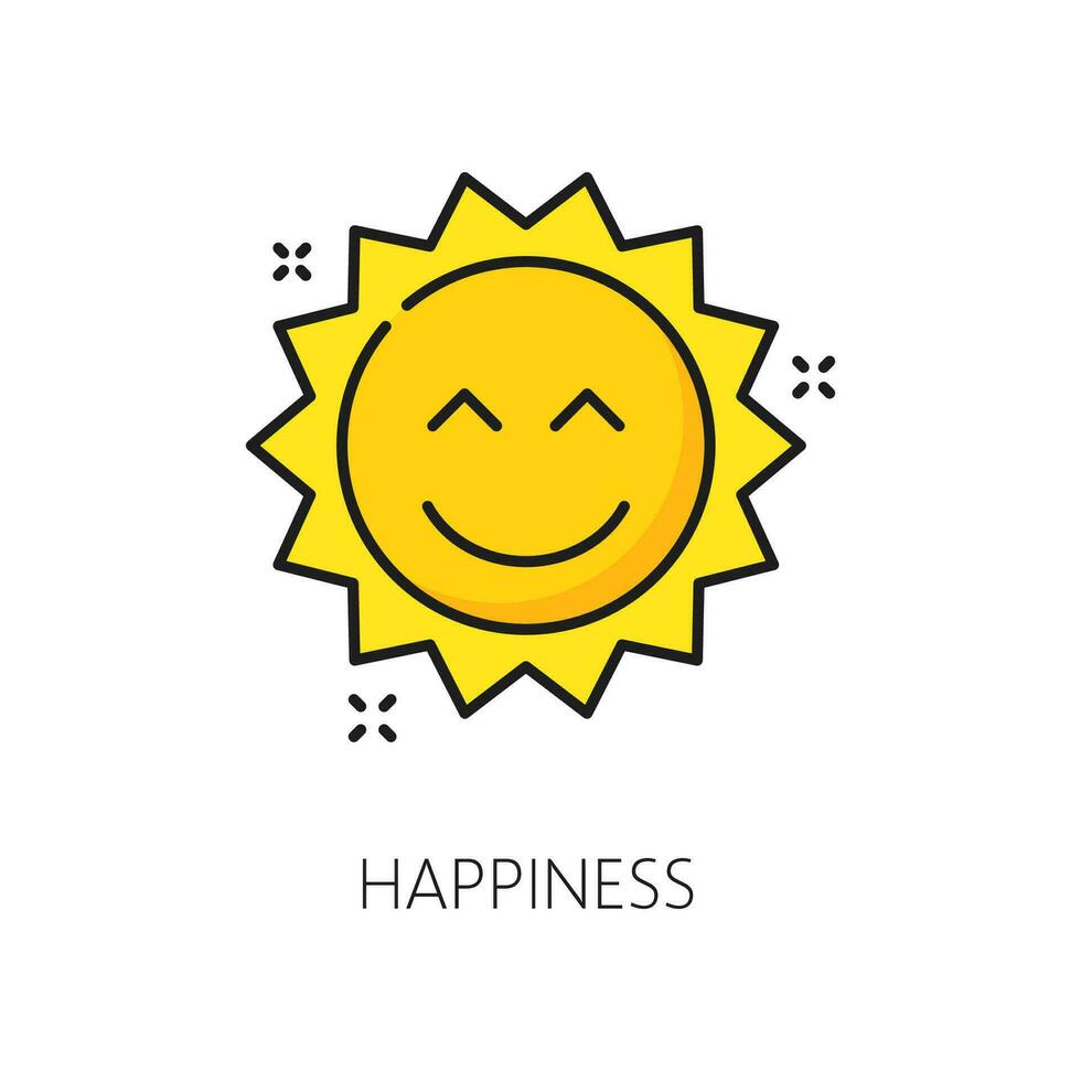 Happiness, mental health icon with a radiant sun vector