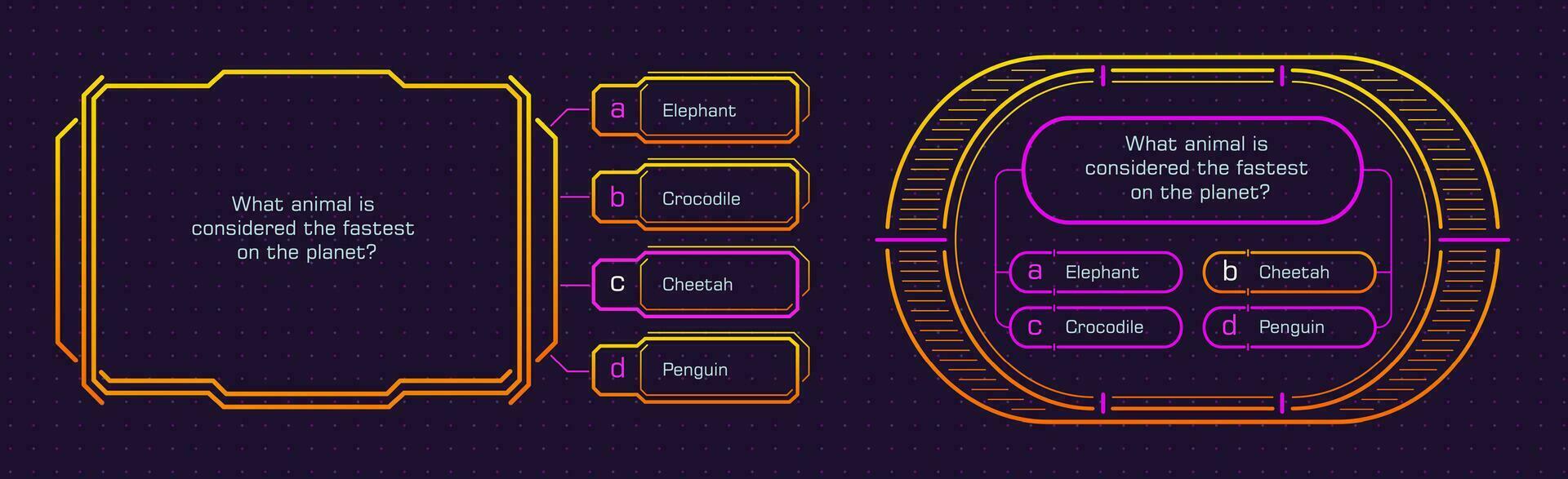 Quiz game template, contest question answer option vector