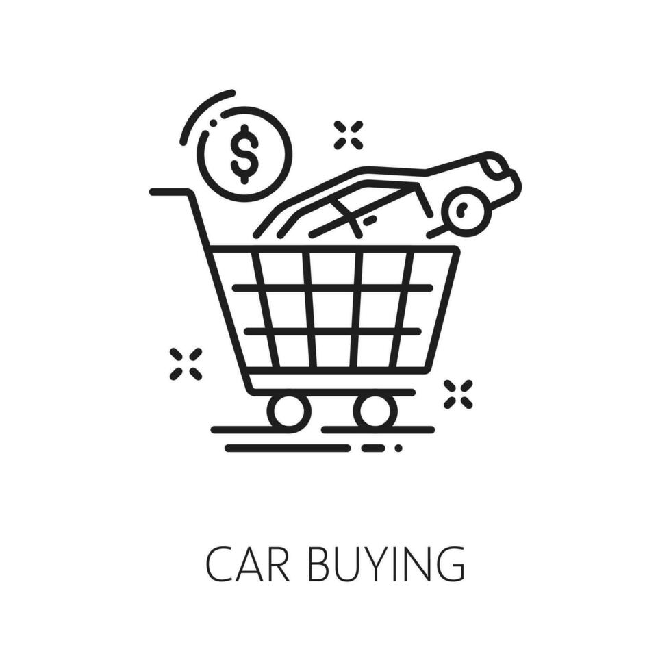 Car buy or dealership line icon for auto dealer vector
