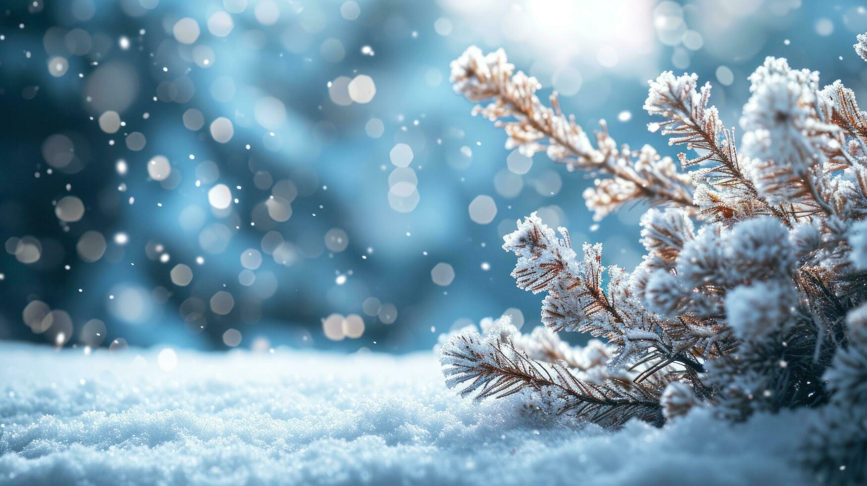 AI generated magic winter background with copy space photo